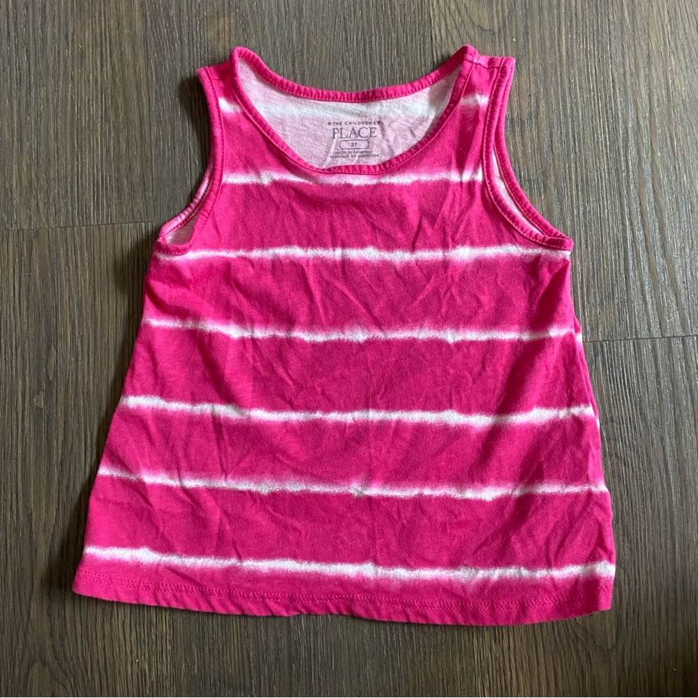 The Children's Place Pink and White Striped Tank Top